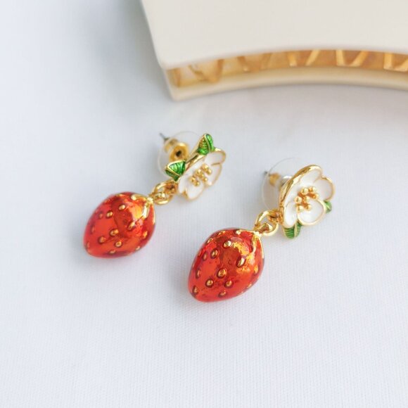 Kate Spade Picnic Perfect Strawberry Red Earrings - Picture 4 of 4
